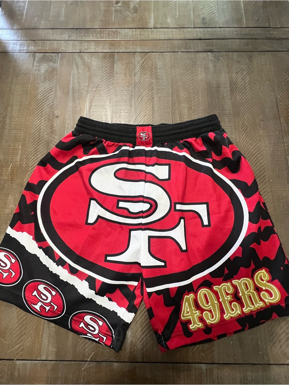 Mitchell & Ness San Francisco 49ers Red Black White Mesh Shorts